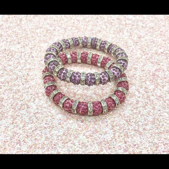 Pink Purple Shamballa Bracelet Set - Picture 2 of 4
